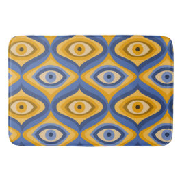 Geelblauw oog Art Deco geometrisch patroon Badmat