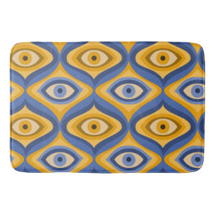 Geelblauw oog Art Deco geometrisch patroon Badmat