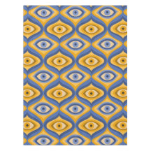 Geelblauw oog Art Deco geometrisch patroon