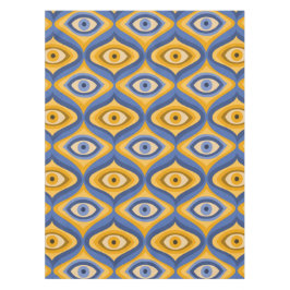 Geelblauw oog Art Deco geometrisch patroon Tafelkleed