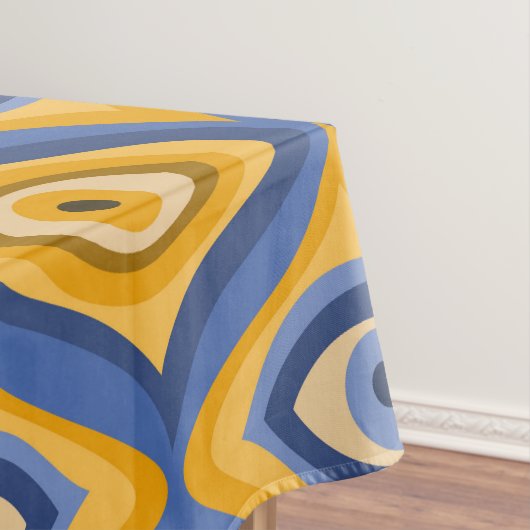 Geelblauw oog Art Deco geometrisch patroon Tafelkleed (Voorbeeld)