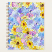 Geelblauw paarse zomerbloemen Patroon Hand Planner (Voorkant)
