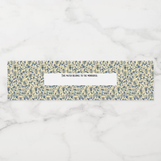 Geelblauw toile water label waterfles etiket (Enkel label)