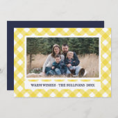 geelblauwe plaid | rustiek | AANGEPASTE vakantiefo Feestdagenkaart (Voorkant / Achterkant)