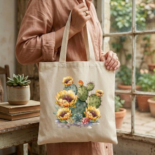 Geelbloeiende Cactus Tote Bag