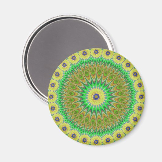 Geelbloem mandala magneet (Voorkant / Achterkant)