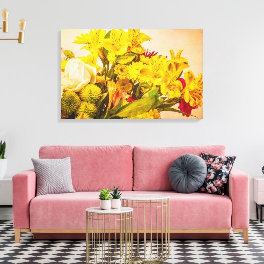 geelbloemen canvas afdruk (Insitu (Woonkamer))