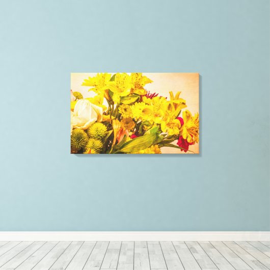 geelbloemen canvas afdruk (Insitu (Houten vloer))