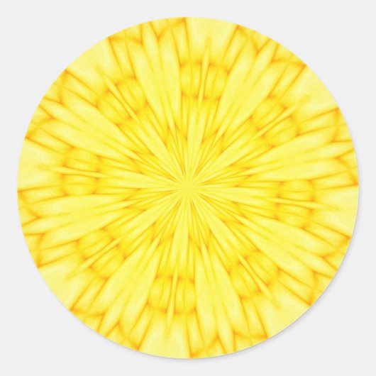 Geelbloesem fractaal ronde sticker (Voorkant)