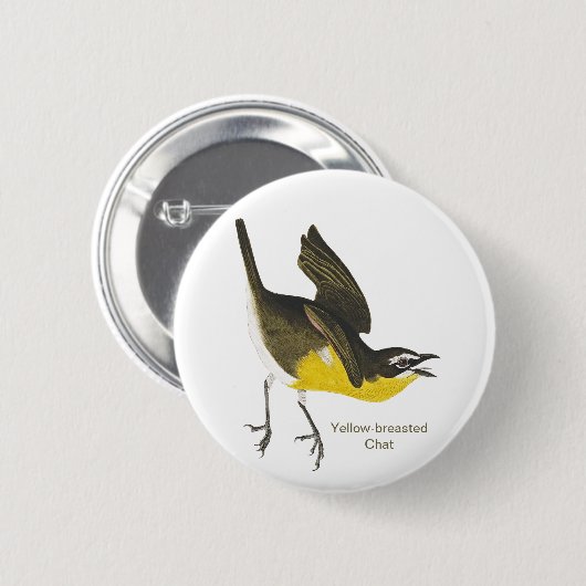 Geelborstkas, Audubon, Birdwatcher Warbler Ronde Button 5,7 Cm (Voorkant /achterkant)