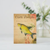  geelbrasem vis Floral Frans Briefkaart (Staand voorkant)