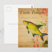  geelbrasem vis Floral Frans Briefkaart (Voorkant / Achterkant)