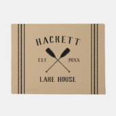 Geelbruin | Het meer Rustic Oars, gepersonaliseerd Deurmat (Voorkant)