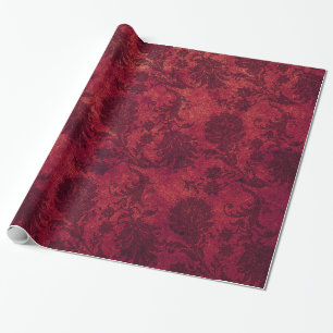 Geelbruin royal demask floral cadeaupapier