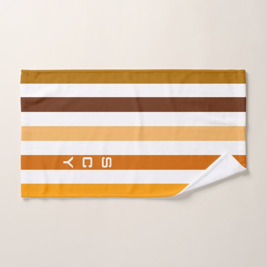 Geelbruin Sinaasappel verticale strepen monogram Bad Handdoek (Handdoek)