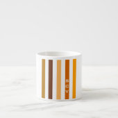 Geelbruin Sinaasappel verticale strepen monogram Espresso Kop (Voorkant)