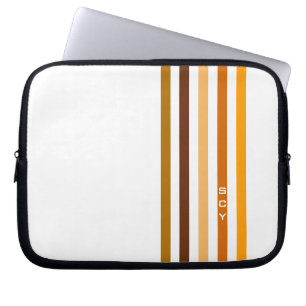 Geelbruin Sinaasappel verticale strepen monogram Laptop Sleeve