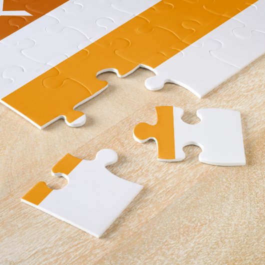 Geelbruin Sinaasappel verticale strepen monogram Legpuzzel (Zijkant)