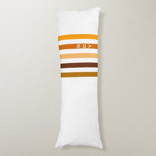 Geelbruin Sinaasappel verticale strepen monogram Lichaamskussen (Voorkant Verticaal)