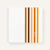 Geelbruin Sinaasappel verticale strepen monogram Notitieboek (Voorkant)