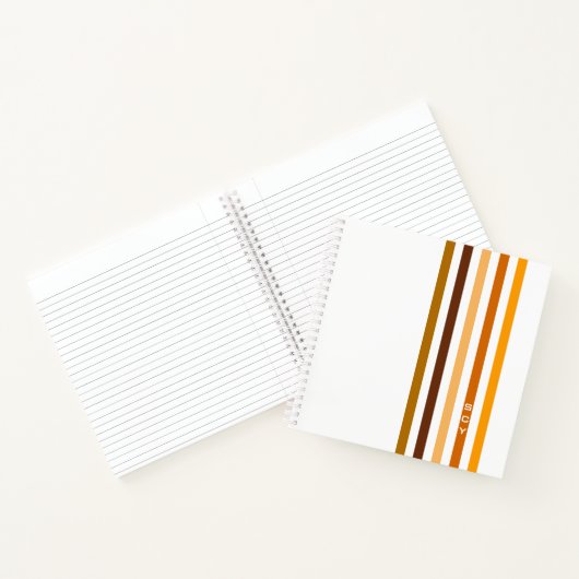 Geelbruin Sinaasappel verticale strepen monogram Notitieboek (Binnen)