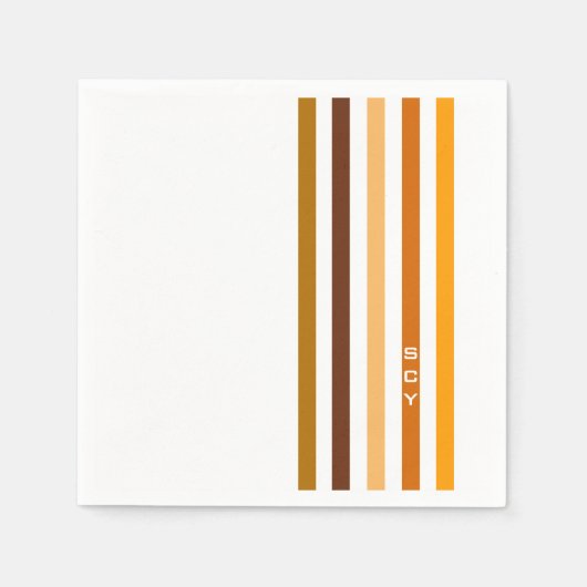 Geelbruin Sinaasappel verticale strepen monogram Servet (Voorkant)