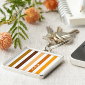 Geelbruin Sinaasappel verticale strepen monogram Sleutelhanger (Zijkant)