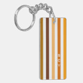 Geelbruin Sinaasappel verticale strepen monogram Sleutelhanger (Voorkant Links)