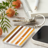 Geelbruin Sinaasappel verticale strepen monogram Sleutelhanger (Voorkant Rechts)