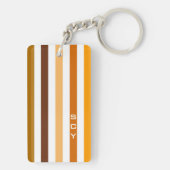 Geelbruin Sinaasappel verticale strepen monogram Sleutelhanger (achterkant)