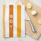 Geelbruin Sinaasappel verticale strepen monogram Theedoek (Quarter Fold)