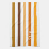 Geelbruin Sinaasappel verticale strepen monogram Theedoek (Verticaal)