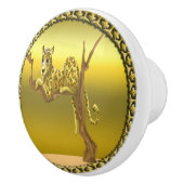 geelbruine cartoon gespikkelde luipaard keramische knop (Rechts)