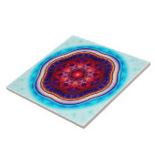 Geelbruine doornrode mandala tegeltje (Zijkant)