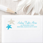 Geelbruine en Blauwgroen zeester | Retouradres Etiket (Insitu)