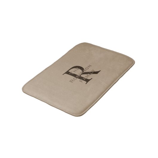 Geelbruine en Bruine Naam Monogrammed Badmat (Gekanteld)