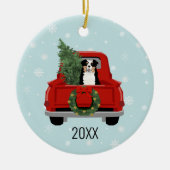 Geelbruine kerstmis keramisch ornament (Voorkant)