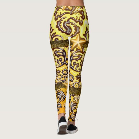 geelbruine lange leggings tiener (Achterkant)