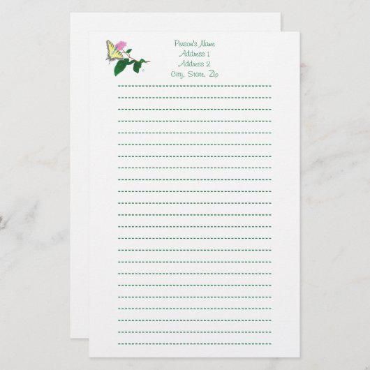 Geelbruine vleermuis met gelijnde moeras briefpapier (Voorkant / Achterkant)