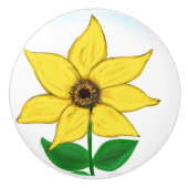 Geelbruine zonnebloem keramische knop (Voorkant)