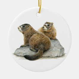 Geelbuik Marmots Keramisch Ornament