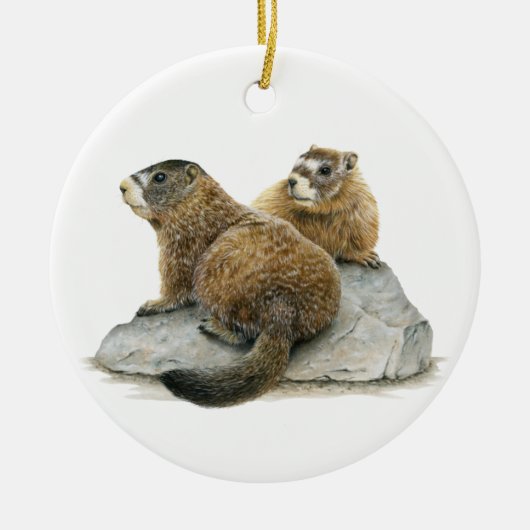 Geelbuik Marmots Keramisch Ornament (Voorkant)