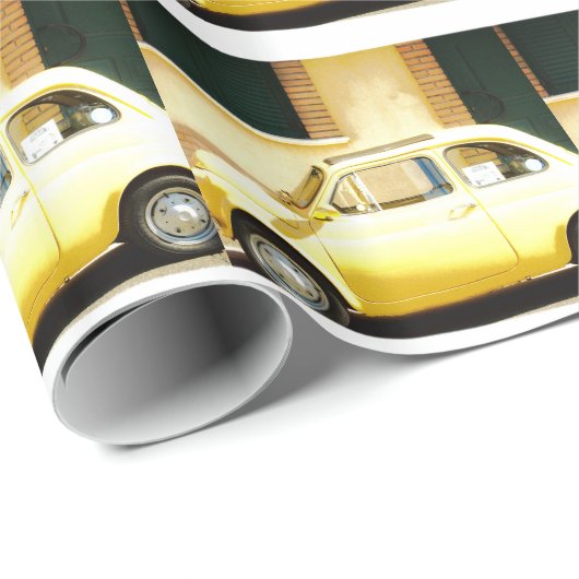 geelFiat 500 in Italië Cadeaupapier (Rol Hoek)