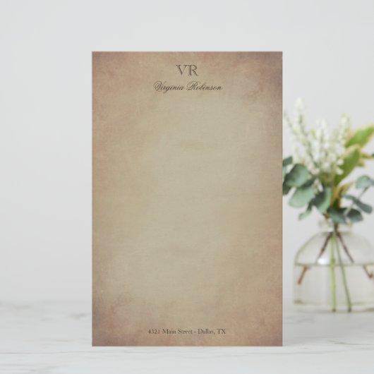 Geelgekleurd Papier Monogram & Aangepaste Naam (Staand voorkant)