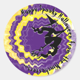 Geelgele vliegende tovervloektekst ronde sticker