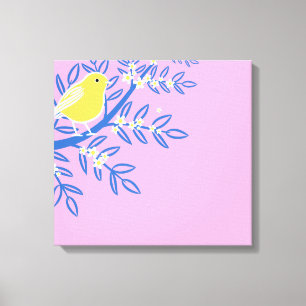 Geelgele vogel canvas afdruk