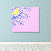 Geelgele vogel canvas afdruk (Insitu (Houten vloer))