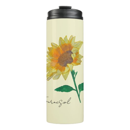 Geelgele zonnebloemkool thermosbeker (Voorkant)