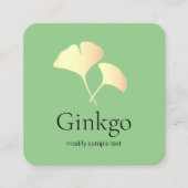 Geelgoud Ginkgo Leaf Logo Vierkante Visitekaartje (Voorkant)
