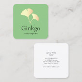 Geelgoud Ginkgo Leaf Logo Vierkante Visitekaartje (Voorkant / Achterkant)